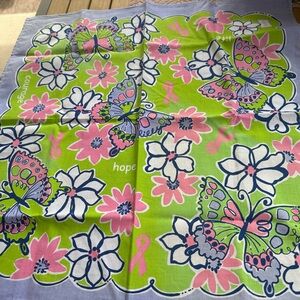 Lilly Pulitzer Breast cancer awareness scarf/ bandana. Design only on one side.